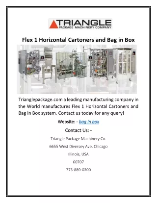 flex 1 horizontal cartoners and bag in box