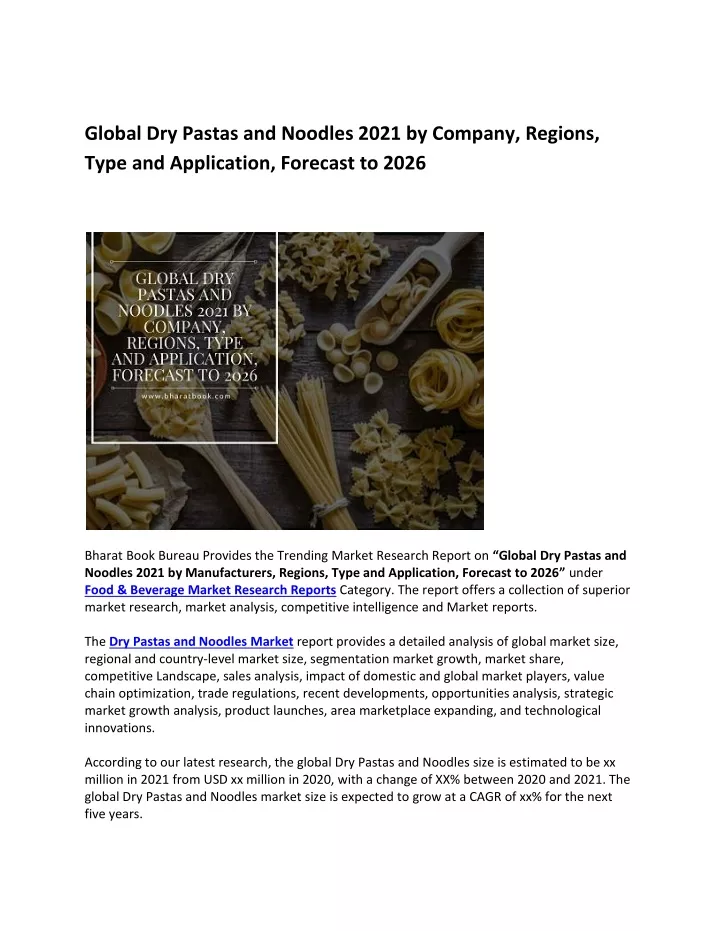 global dry pastas and noodles 2021 by company