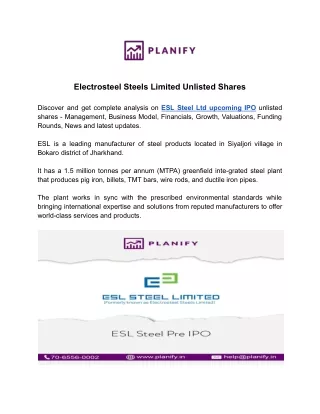 Electrosteel Steels Limited IPO