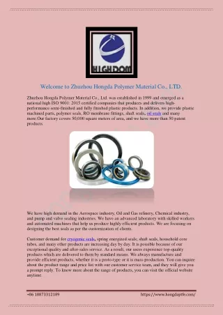 oil seals, cryogenic seals at hongdaptfe.com