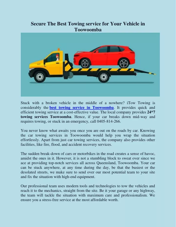 secure the best towing service for your vehicle