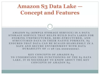 Amazon S3 Data Lake — Concept and Features