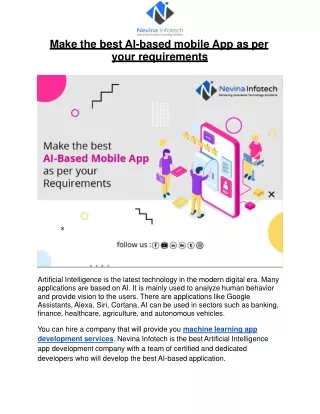 make the best ai based mobile app as per your