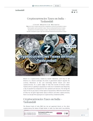 Cryptocurrencies Taxes on India – Taxkundali