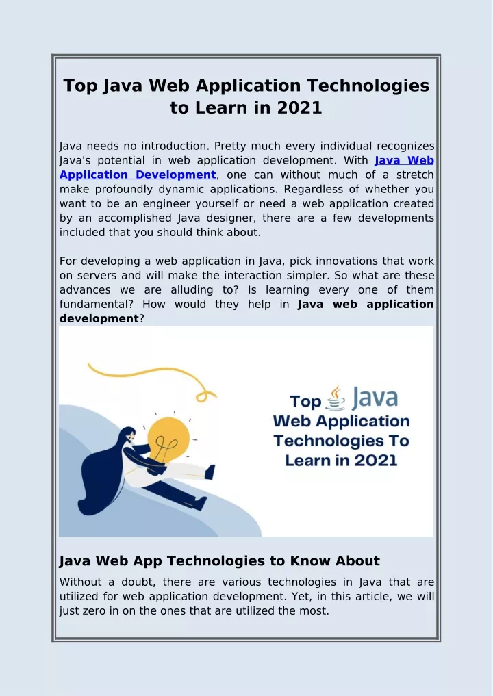 top java web application technologies to learn