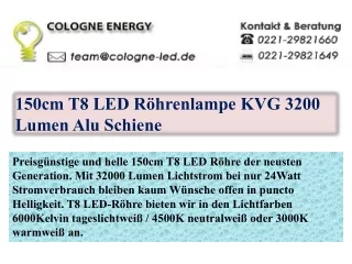 150cm T8 LED Röhrenlampe KVG 3200 Lumen Alu Schiene