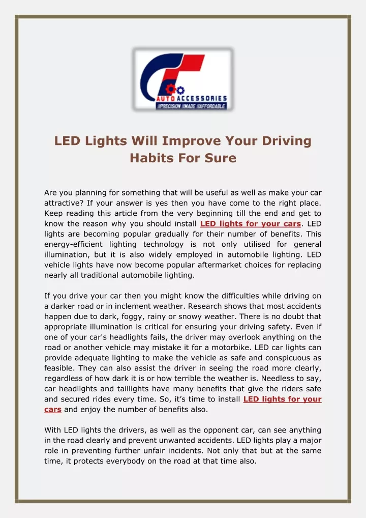 led lights will improve your driving habits