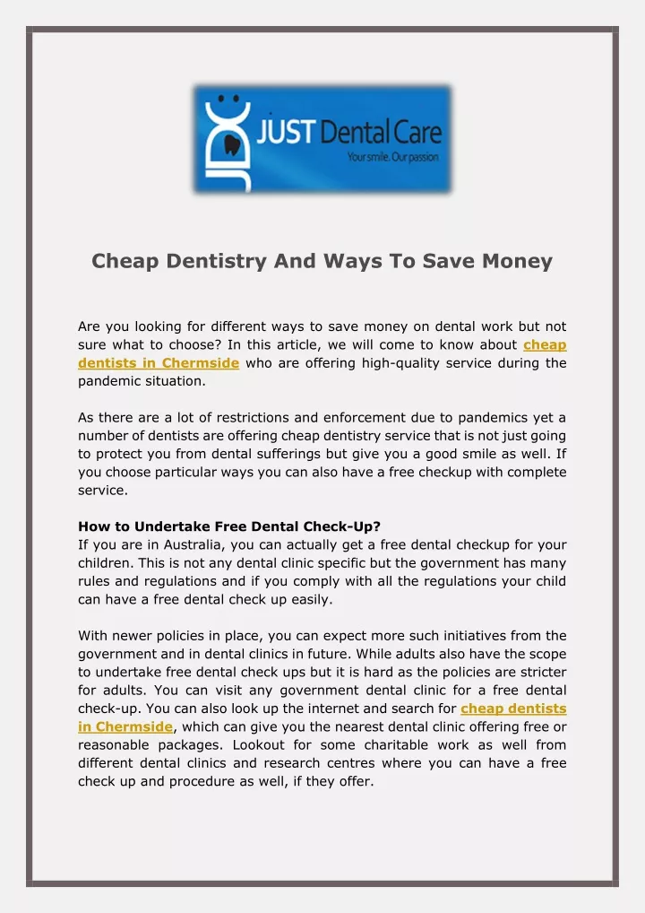 cheap dentistry and ways to save money