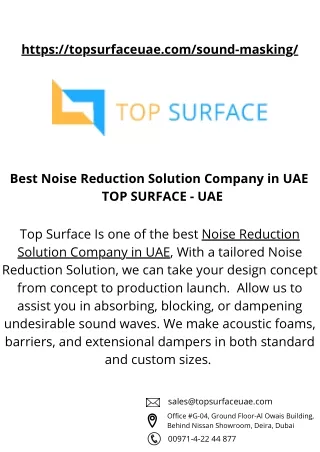 Best Noise Reduction Solution Company in UAE | TOP SURFACE - UAE