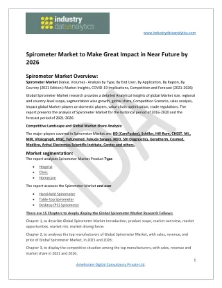Spirometer market Driving Innovations, Future Growth and Growth Forecast To 2026