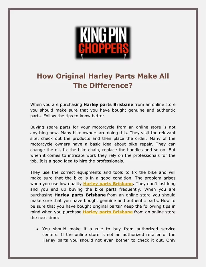 how original harley parts make all the difference