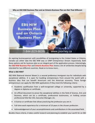 Why an EB2 NIW Business Plan and an Ontario Business Plan are Not That Different