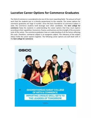 Lucrative Career Options for Commerce Graduates