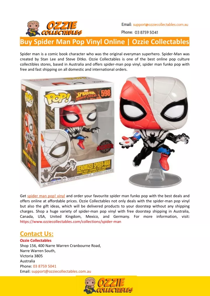 buy spider man pop vinyl online ozzie collectables