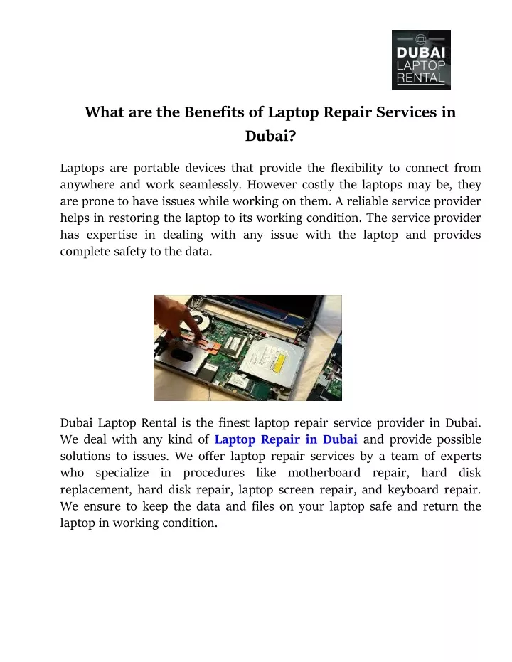 what are the benefits of laptop repair services