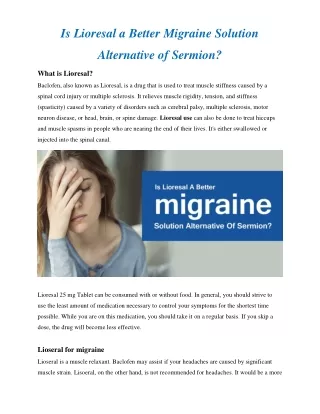 Is Lioresal a Better Migraine Solution Alternative of Sermion?