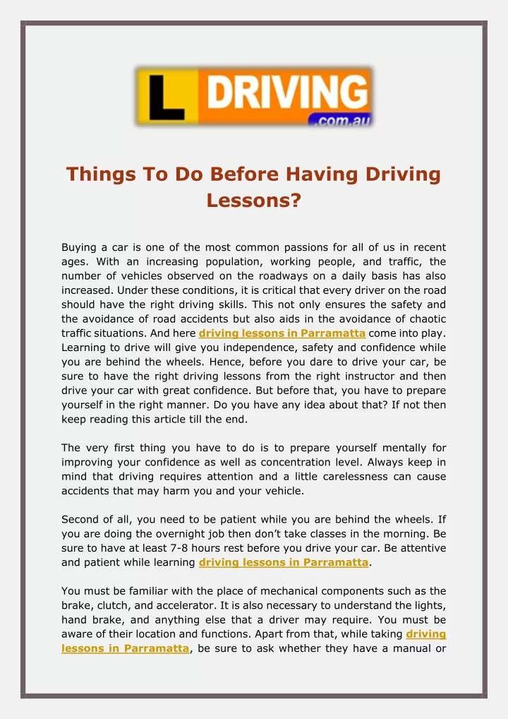 things to do before having driving lessons