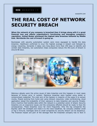 THE REAL COST OF NETWORK SECURITY BREACH