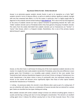 Buy Anavar Online for Sale