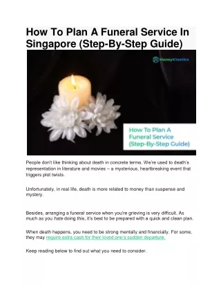 How To Plan A Funeral Service In Singapore