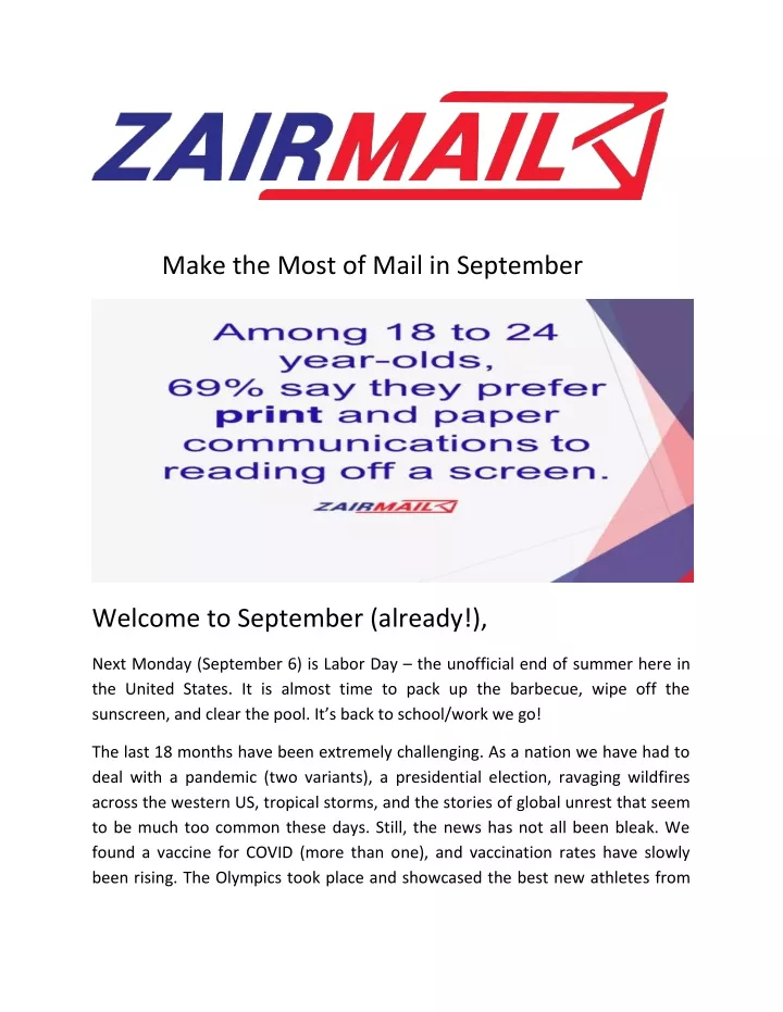 make the most of mail in september