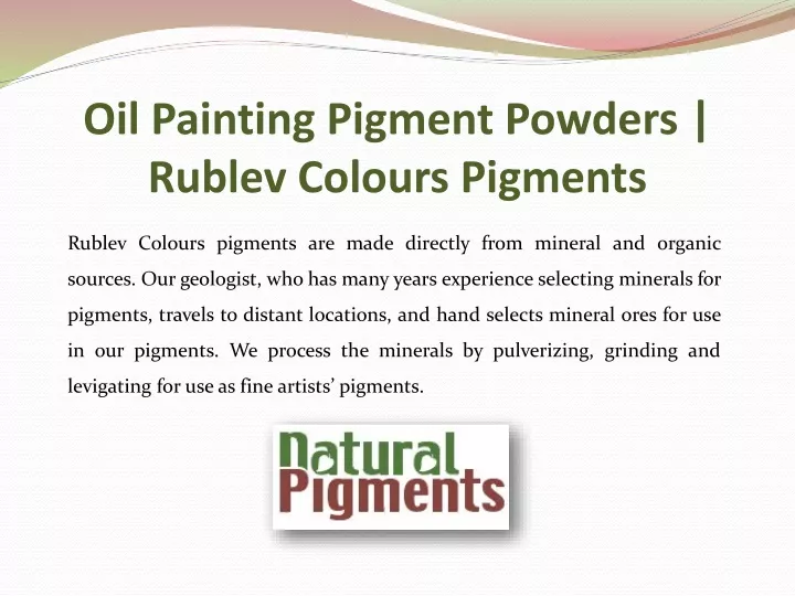 oil painting pigment powders rublev colours pigments