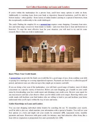 get collect knowledge on loans and lenders