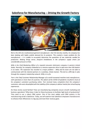 salesforce for manufacturing driving the growth