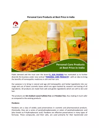 Personal Care Products At Best Price in India- BJain Pharma