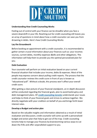understanding how credit counseling works