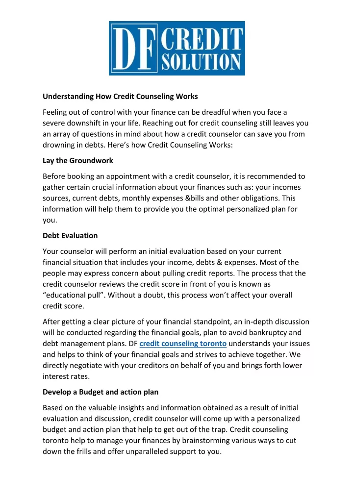 understanding how credit counseling works