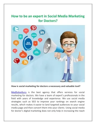 How to be an expert in Social Media Marketing  for Doctors?
