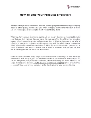 how to ship your products effectively