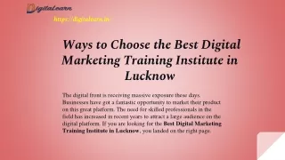 Ways to Choose the Best Digital Marketing Training Institute in  Lucknow ?