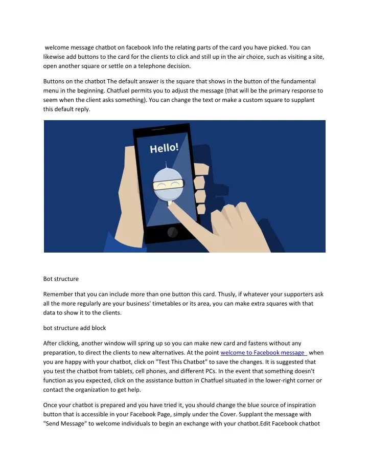 welcome message chatbot on facebook info
