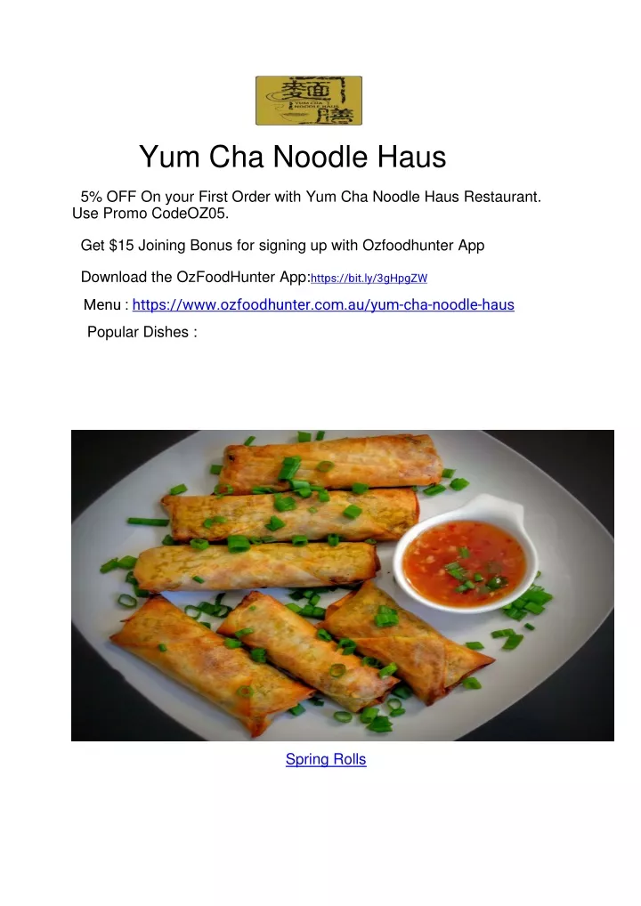 yum cha noodle haus 5 off on your first order