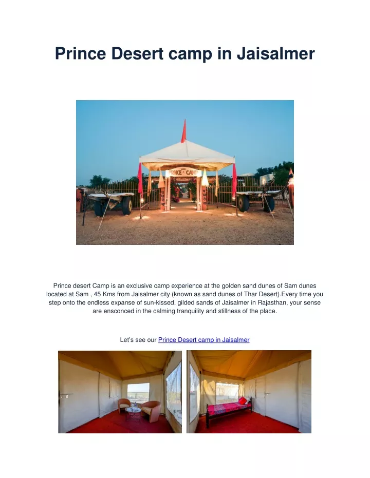 prince desert camp in jaisalmer