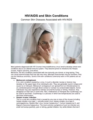 hiv aids and skin conditions common skin diseases