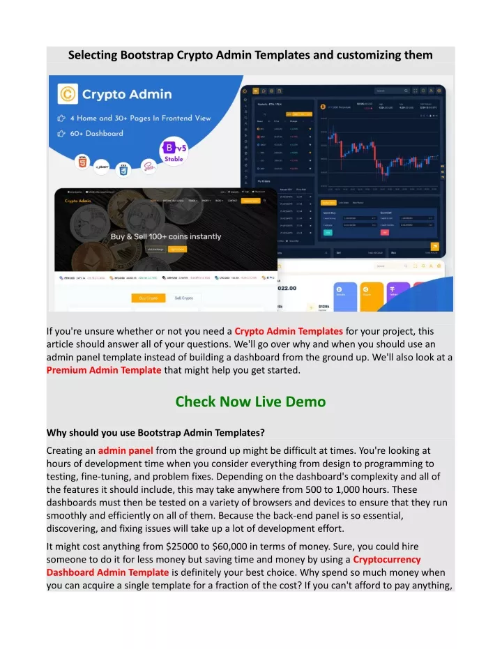 selecting bootstrap crypto admin templates
