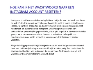 Contact Instagram nederland