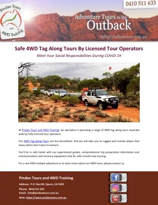 Safe 4WD Tag Along Tours By Licensed Tour Operators