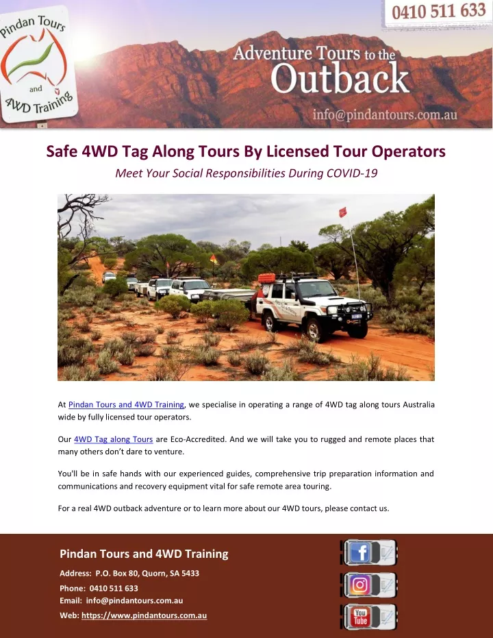 safe 4wd tag along tours by licensed tour
