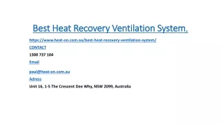Best Heat Recovery Ventilation System,