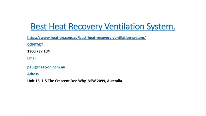 best heat recovery ventilation system