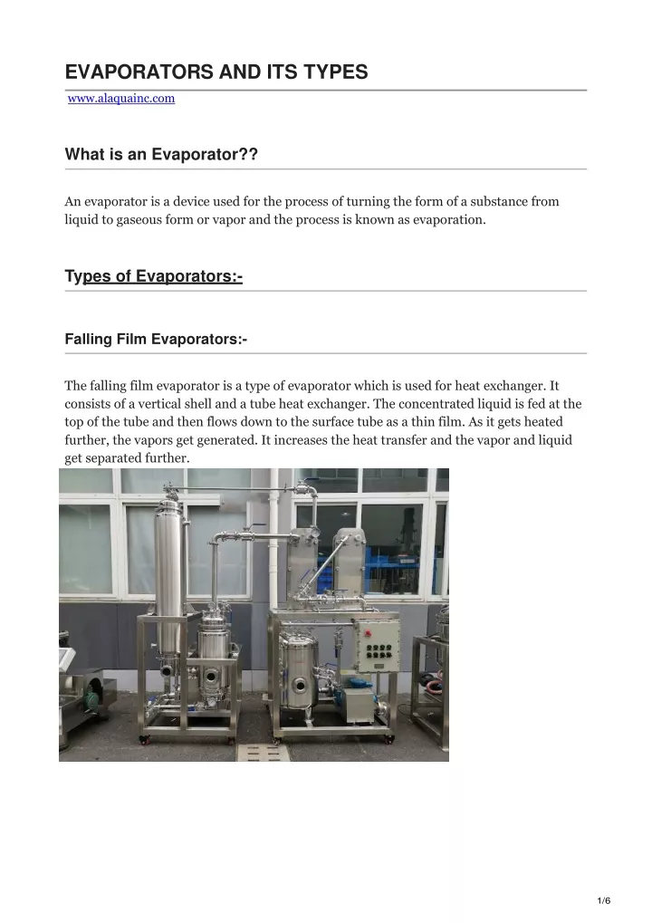 evaporators and its types