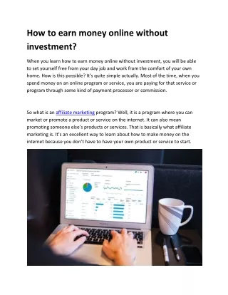 How to earn money online without investment