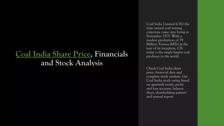 coal india share price financials and stock analysis