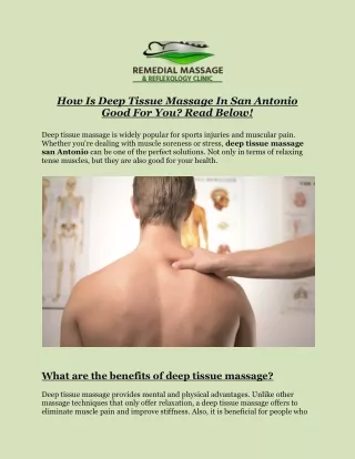 Best Deep Tissue Massage In San Antonio | Massage Natural Clinic
