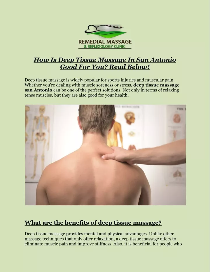 how is deep tissue massage in san antonio good