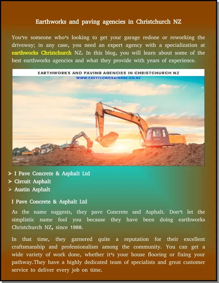 earthworks and paving agencies in christchurch